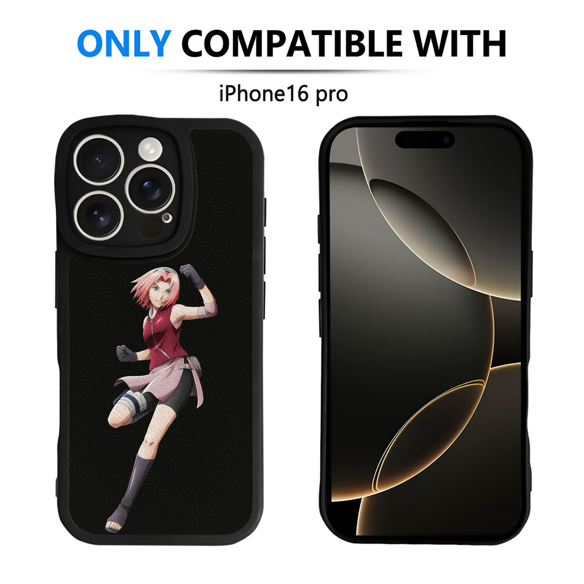 （画像用） NARUTO -ナルト- 春野サクラ Haruno Sakura 【iPhone 16シリーズ対応】シリコンスマホケース（レザー調） 材質：シリコン